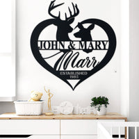 Thumbnail for Hunting Deer Lovers Metal Sign Names Buck and Doe Idea For Wall Decoration Personalized