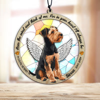 Suncatcher Ornament Airedale Terrier Sitting Memorial, Dog Ornament Home Decor, Pet Loss Gift, Thoughtful Christmas Gift