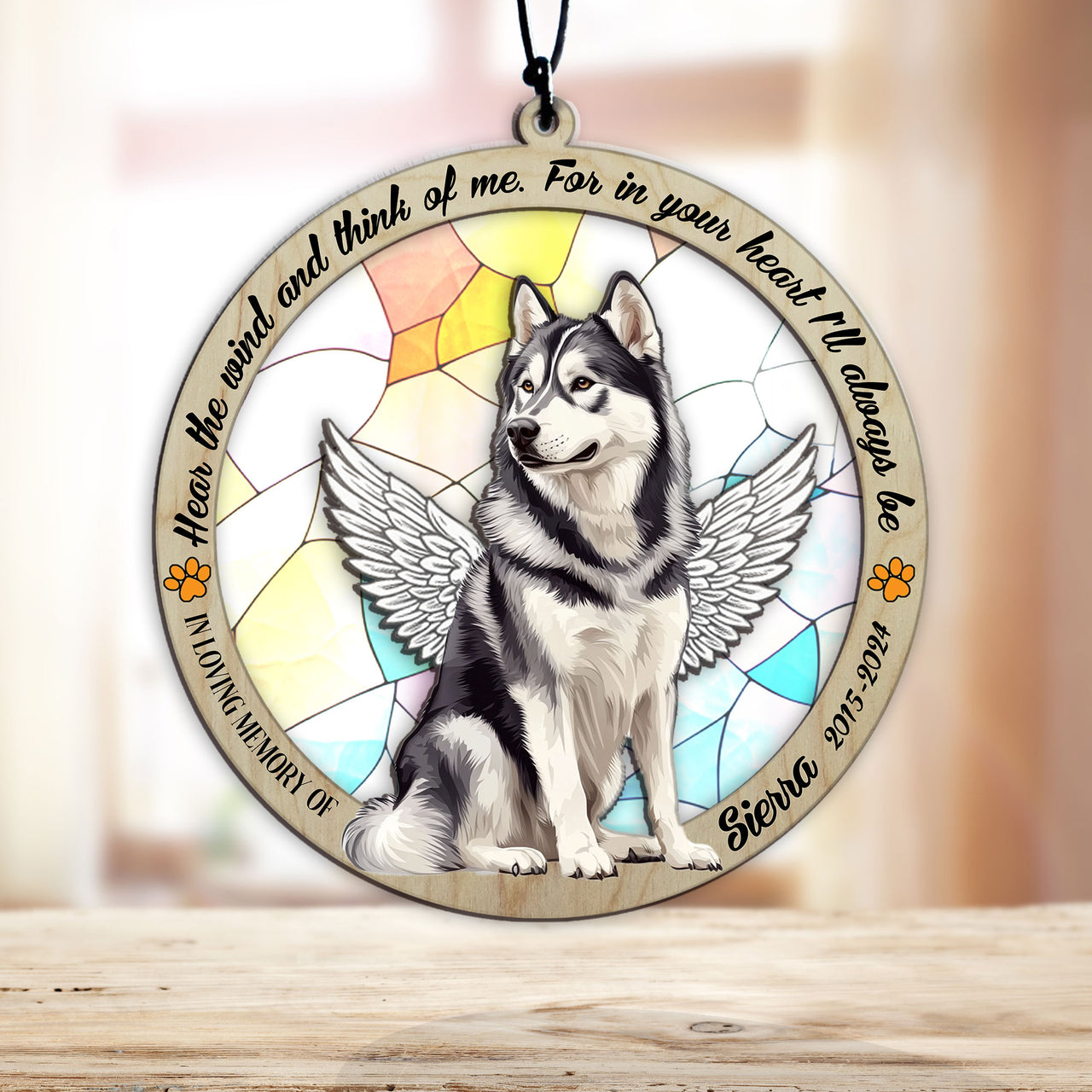 Suncatcher Ornament Alaskan Malamute Sitting Memorial, Dog Ornament Home Decor, Pet Loss Gift, Thoughtful Christmas Gift
