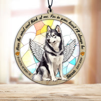 Suncatcher Ornament Alaskan Malamute Sitting Memorial, Dog Ornament Home Decor, Pet Loss Gift, Thoughtful Christmas Gift