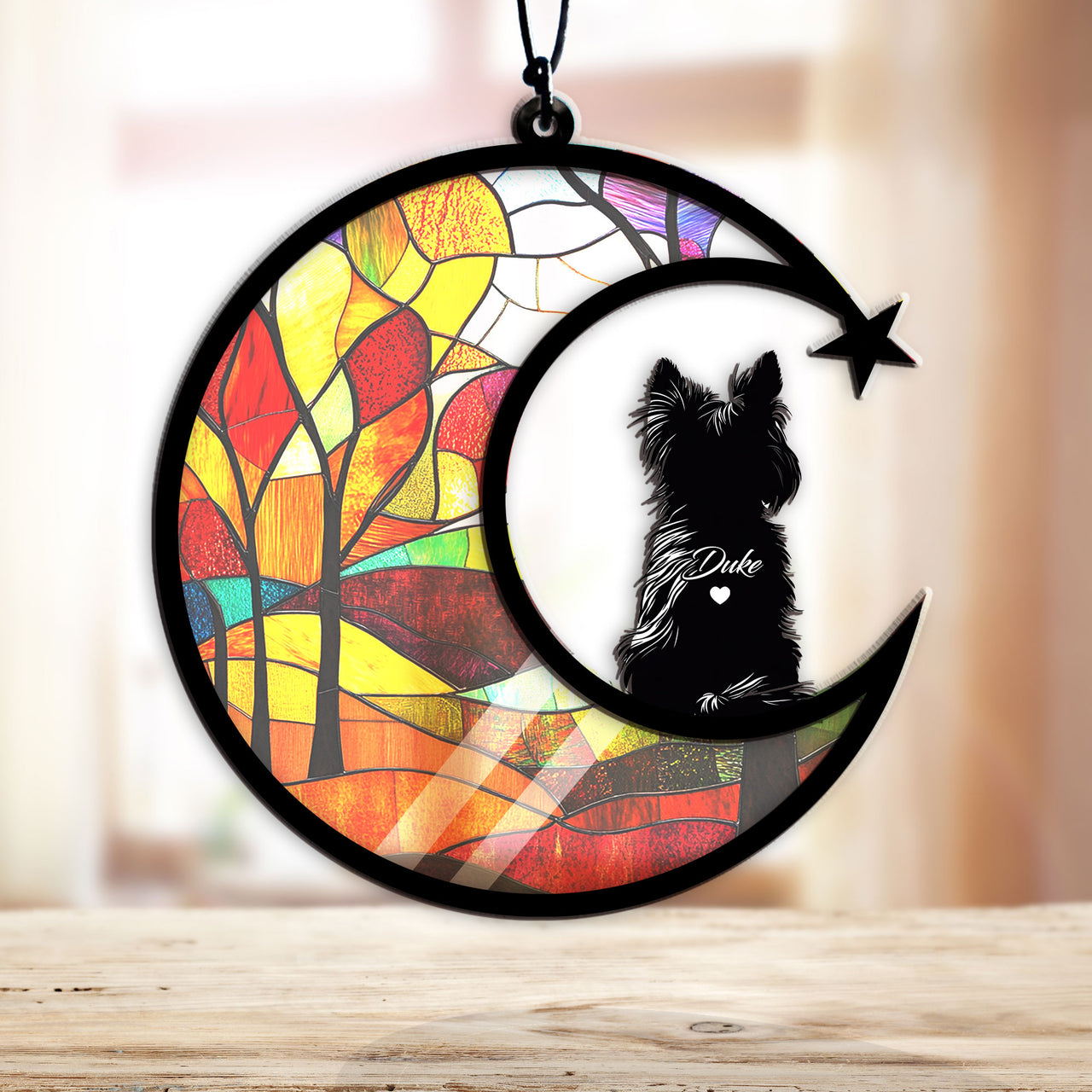 Suncatcher Ornament Yorkshire Terrier 2 Memorial, Dog Ornament Home Decor, Pet Loss Gift, Thoughtful Christmas Gift