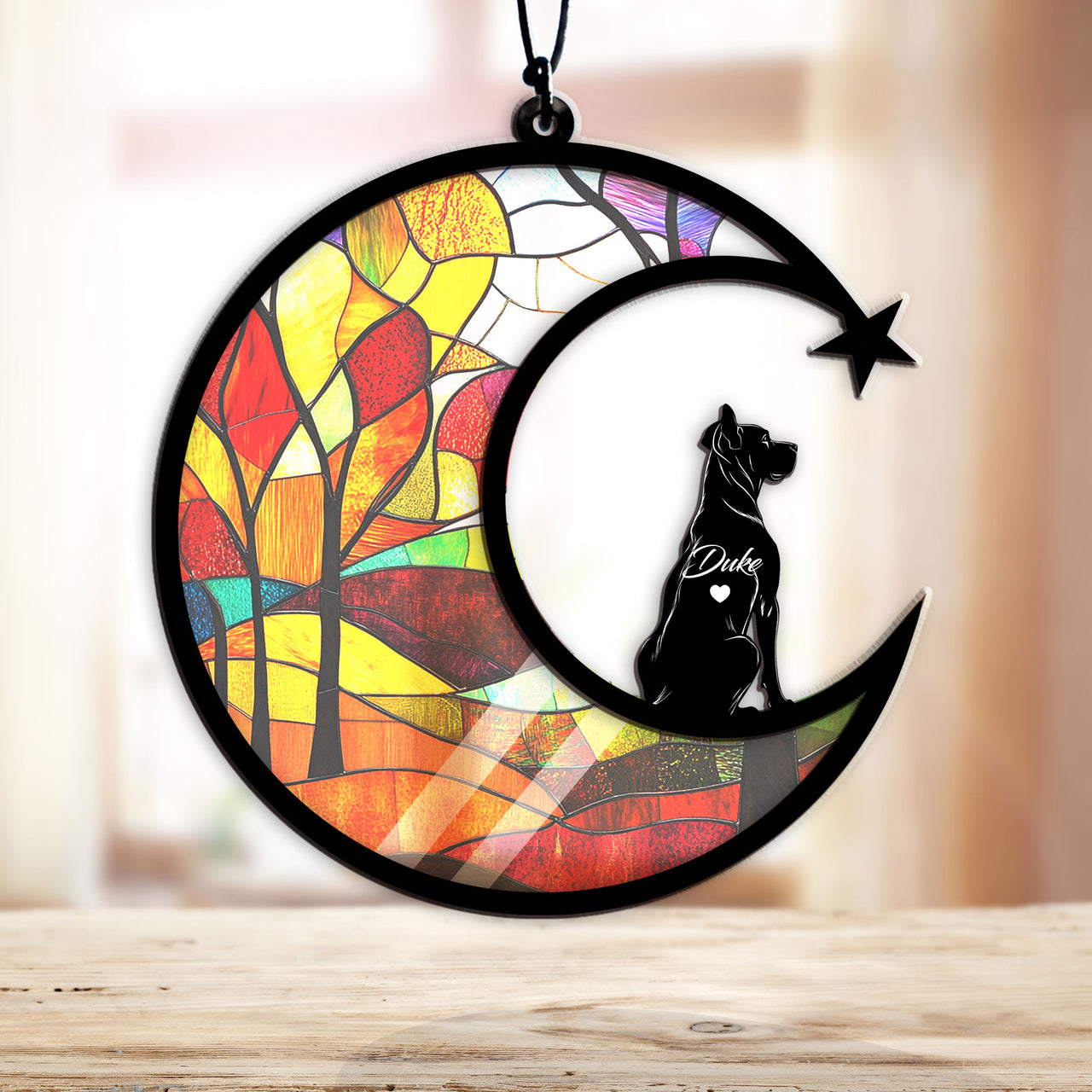 Suncatcher Ornament Great Dane Memorial, Dog Ornament Home Decor, Pet Loss Gift, Thoughtful Christmas Gift