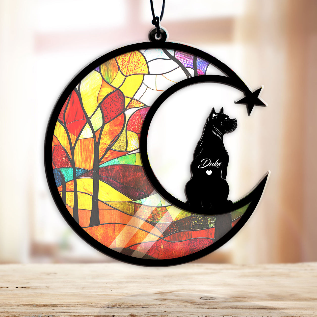 Suncatcher Ornament Pit Bull 3 Memorial, Dog Ornament Home Decor, Pet Loss Gift, Thoughtful Christmas Gift