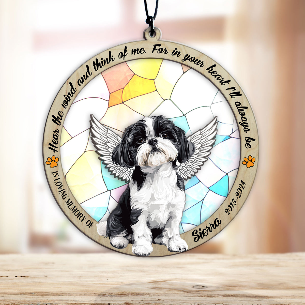 Personalized shih tzu memorial garden stake with pet name and dates