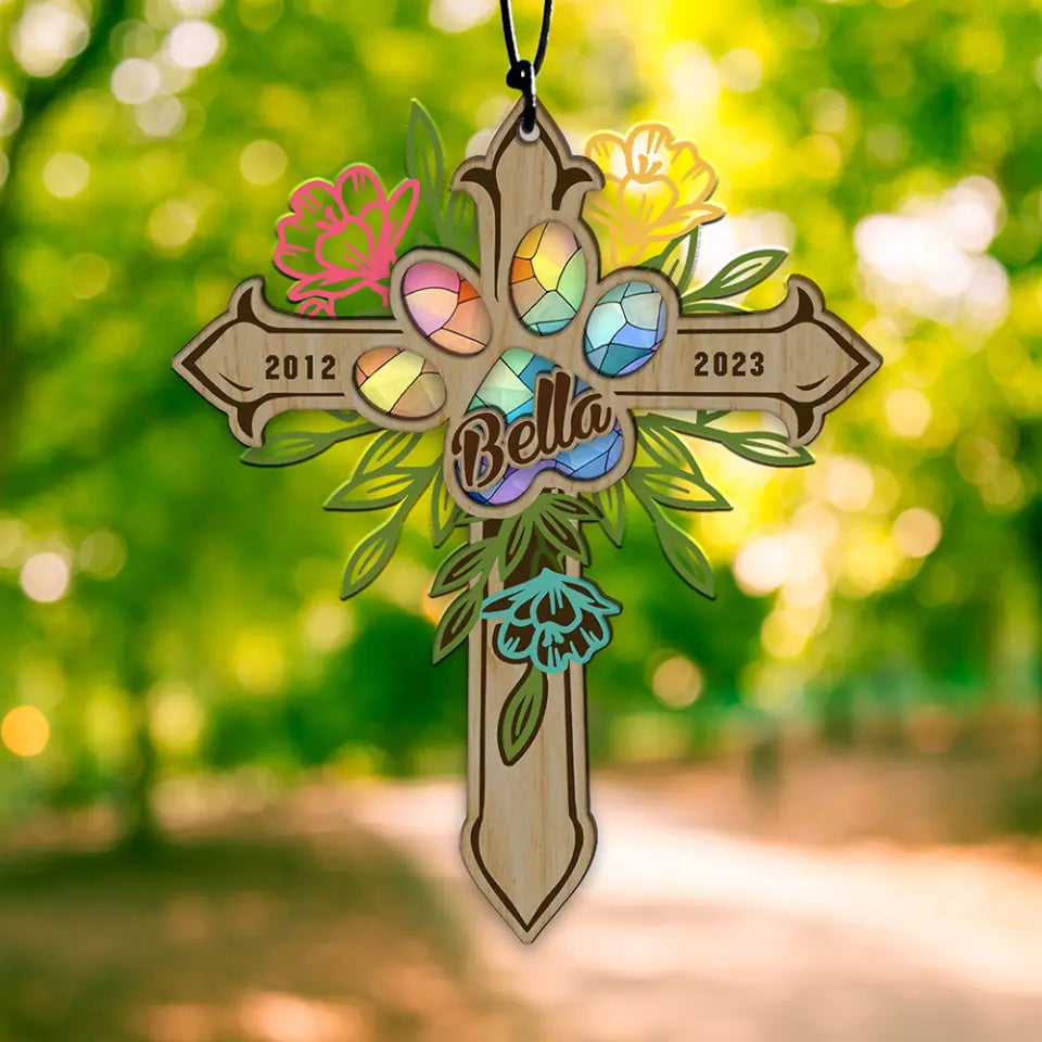 Personalized dog memorial garden stake with pet name and dates
