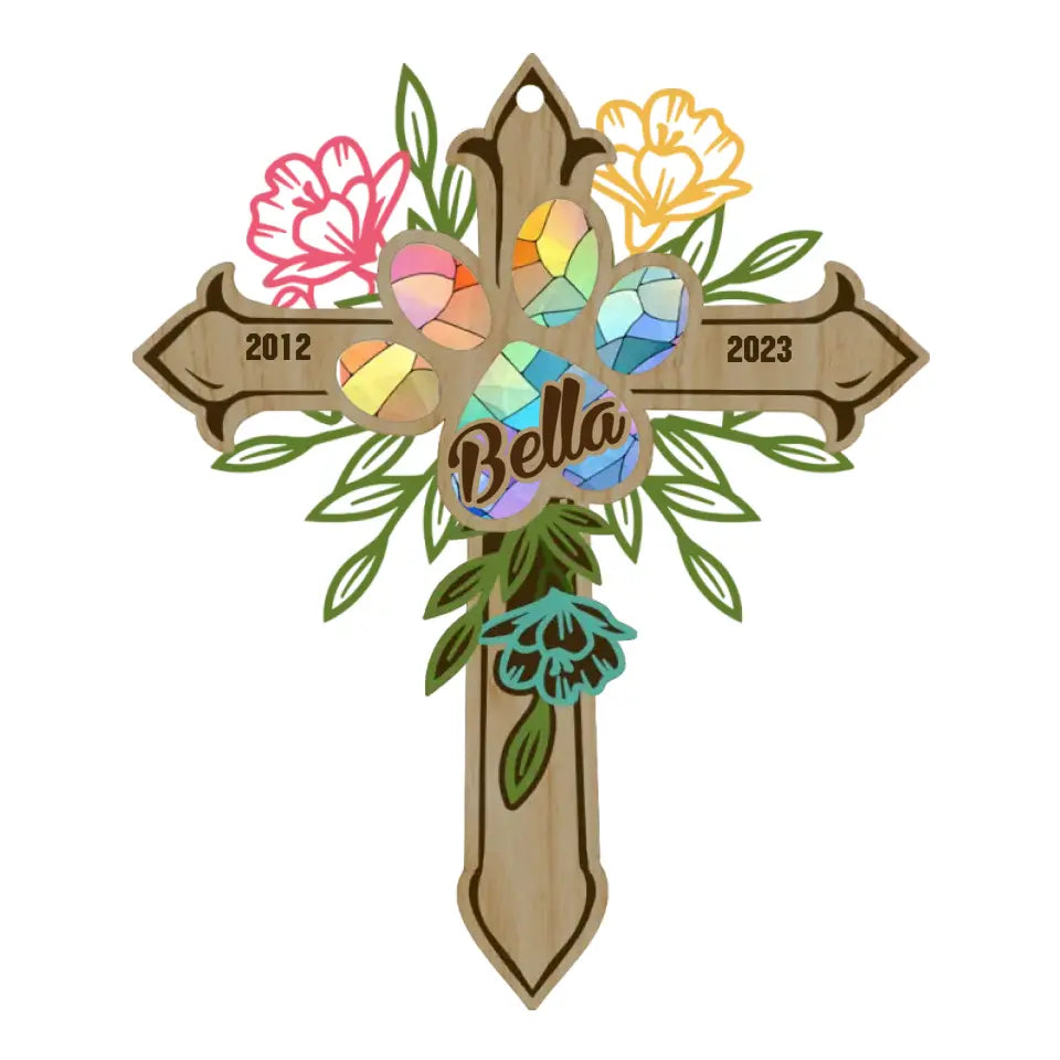 Personalized dog memorial garden stake with pet name and dates - product view 2