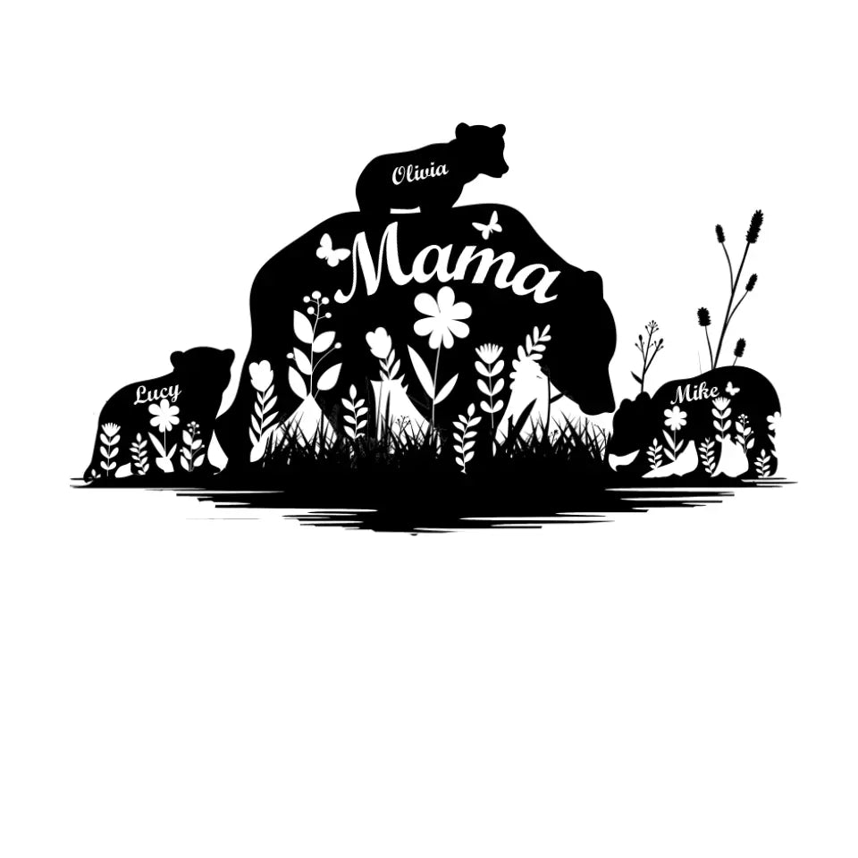 Mama Papa Bear metal wall art displayed on a home wall - product view 2