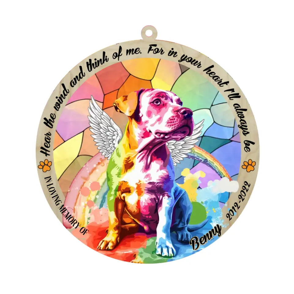 Personalized pit bull memorial garden stake with pet name and dates - product view 2