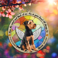 Suncatcher Ornament Airedale Terrier Sitting Memorial, Dog Ornament Home Decor, Pet Loss Gift, Thoughtful Christmas Gift