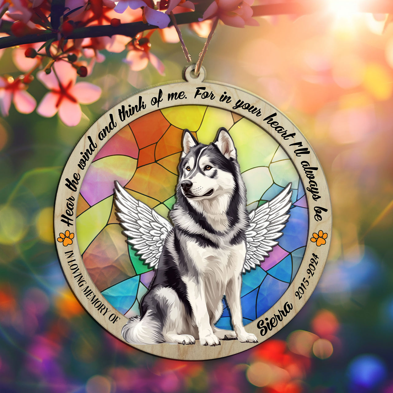 Suncatcher Ornament Alaskan Malamute Sitting Memorial, Dog Ornament Home Decor, Pet Loss Gift, Thoughtful Christmas Gift