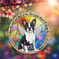 Suncatcher Ornament Boston Terrier Sitting Memorial, Dog Ornament Home Decor, Pet Loss Gift, Thoughtful Christmas Gift