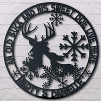 Thumbnail for Hunting Lovers Metal Sign The Old Buck And His Sweet Doe Live Here Personalized 1