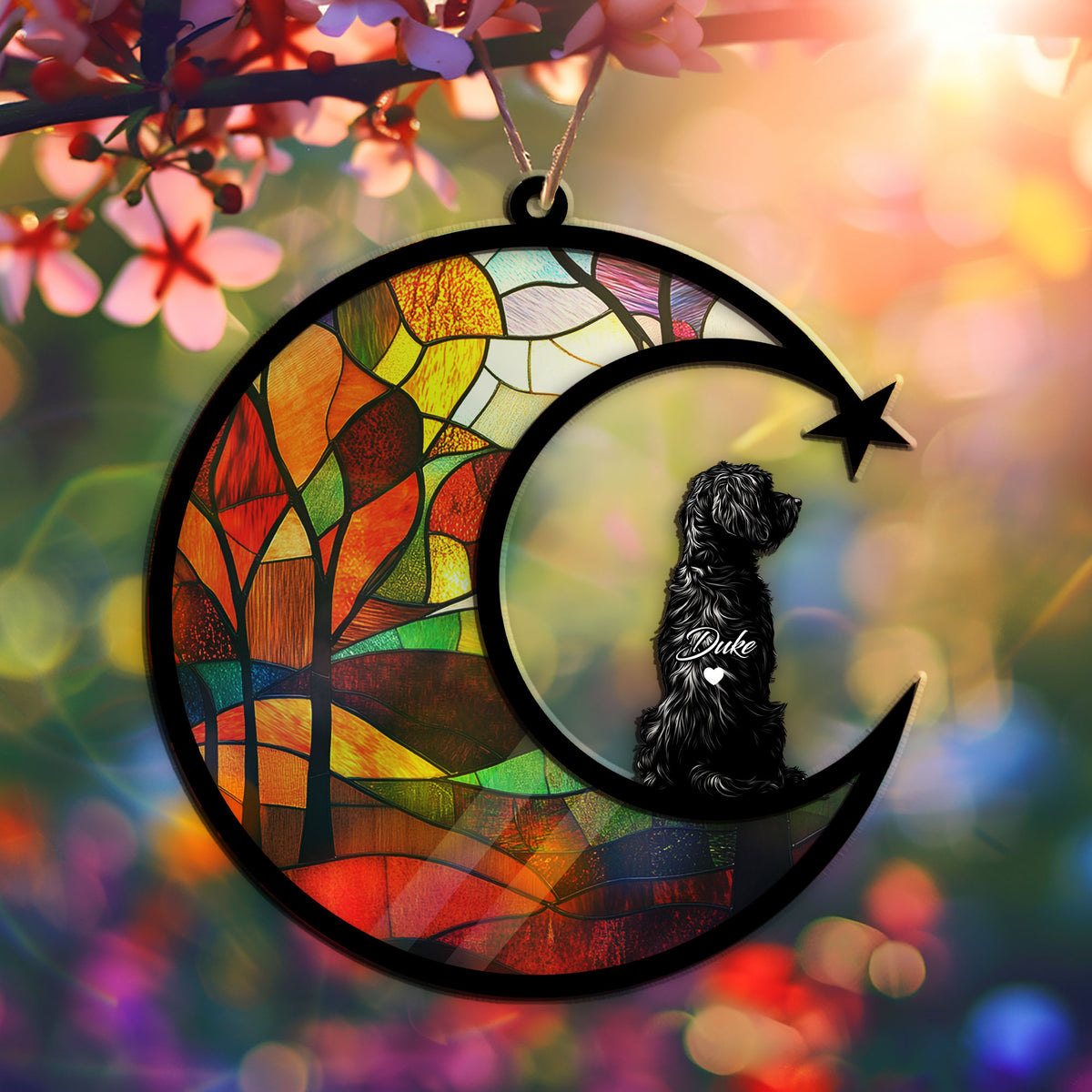 Personalized aussiedoodle pet memorial garden stake with pet name and dates