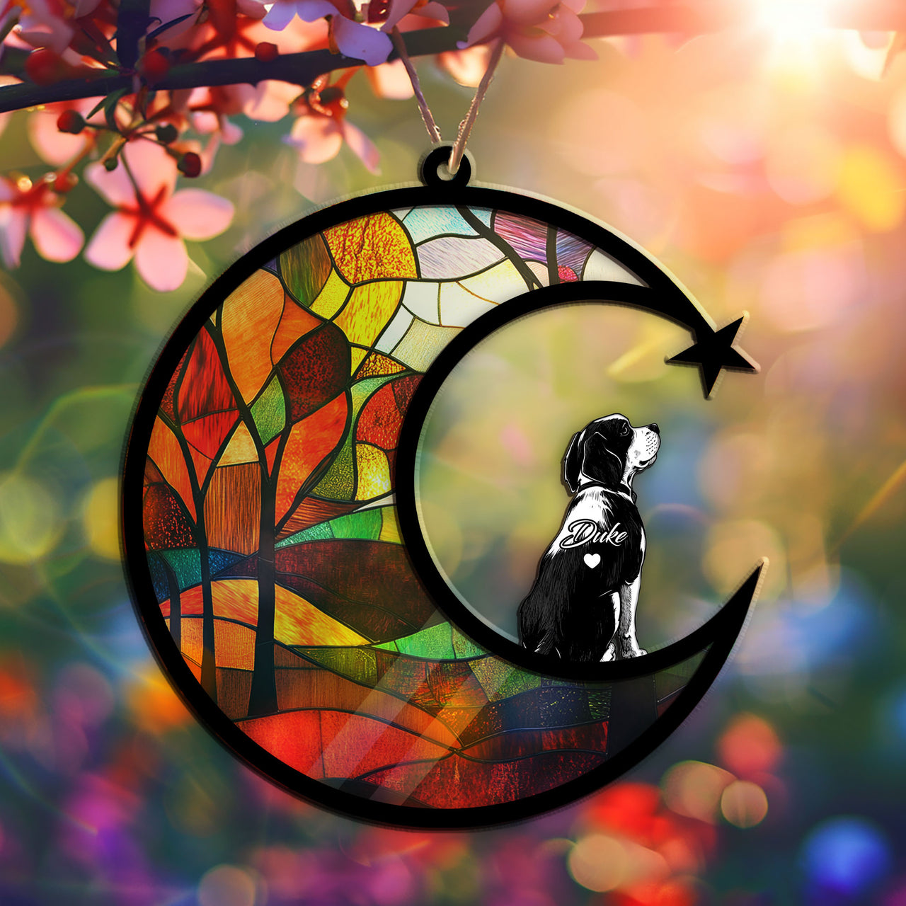 Suncatcher Ornament Beagle Memorial, Dog Ornament Home Decor, Pet Loss Gift, Thoughtful Christmas Gift