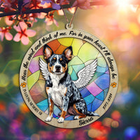 Suncatcher Ornament Blue Heeler Sitting Memorial, Dog Ornament Home Decor, Pet Loss Gift, Thoughtful Christmas Gift
