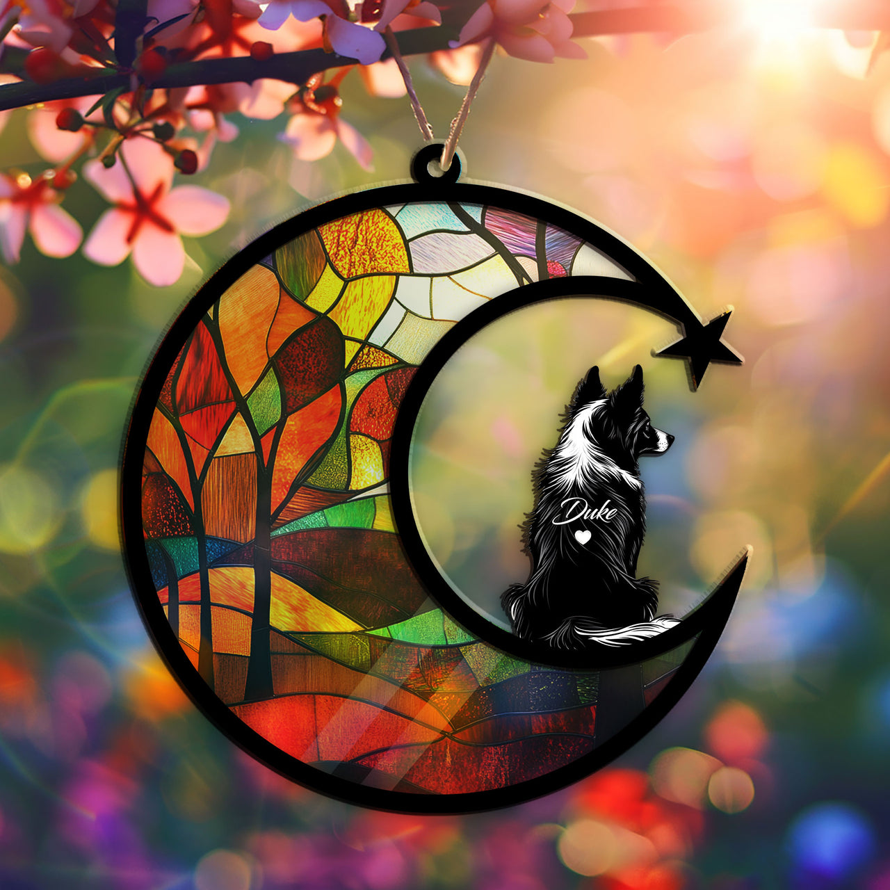 Suncatcher Ornament Border Collie Memorial, Dog Ornament Home Decor, Pet Loss Gift, Thoughtful Christmas Gift