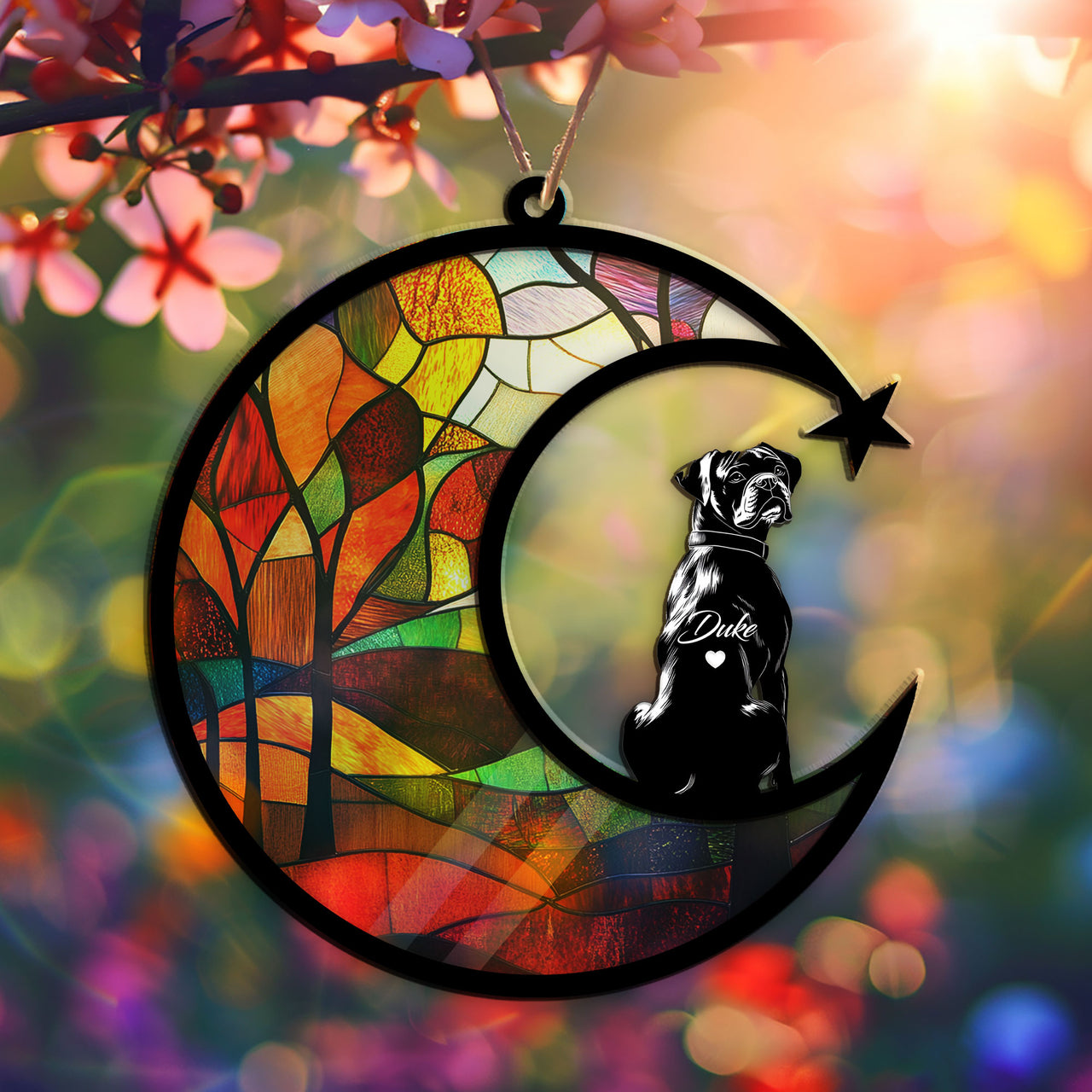 Suncatcher Ornament Boxer 3 Memorial, Dog Ornament Home Decor, Pet Loss Gift, Thoughtful Christmas Gift