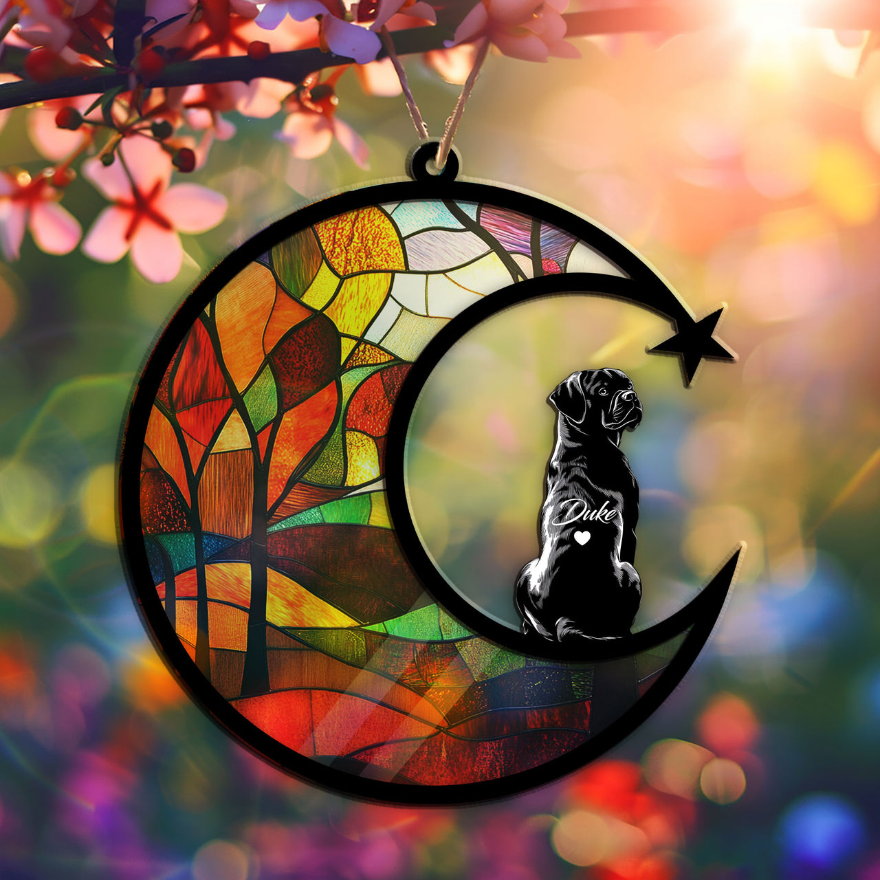 Suncatcher Ornament Boxer 4 Memorial, Dog Ornament Home Decor, Pet Loss Gift, Thoughtful Christmas Gift
