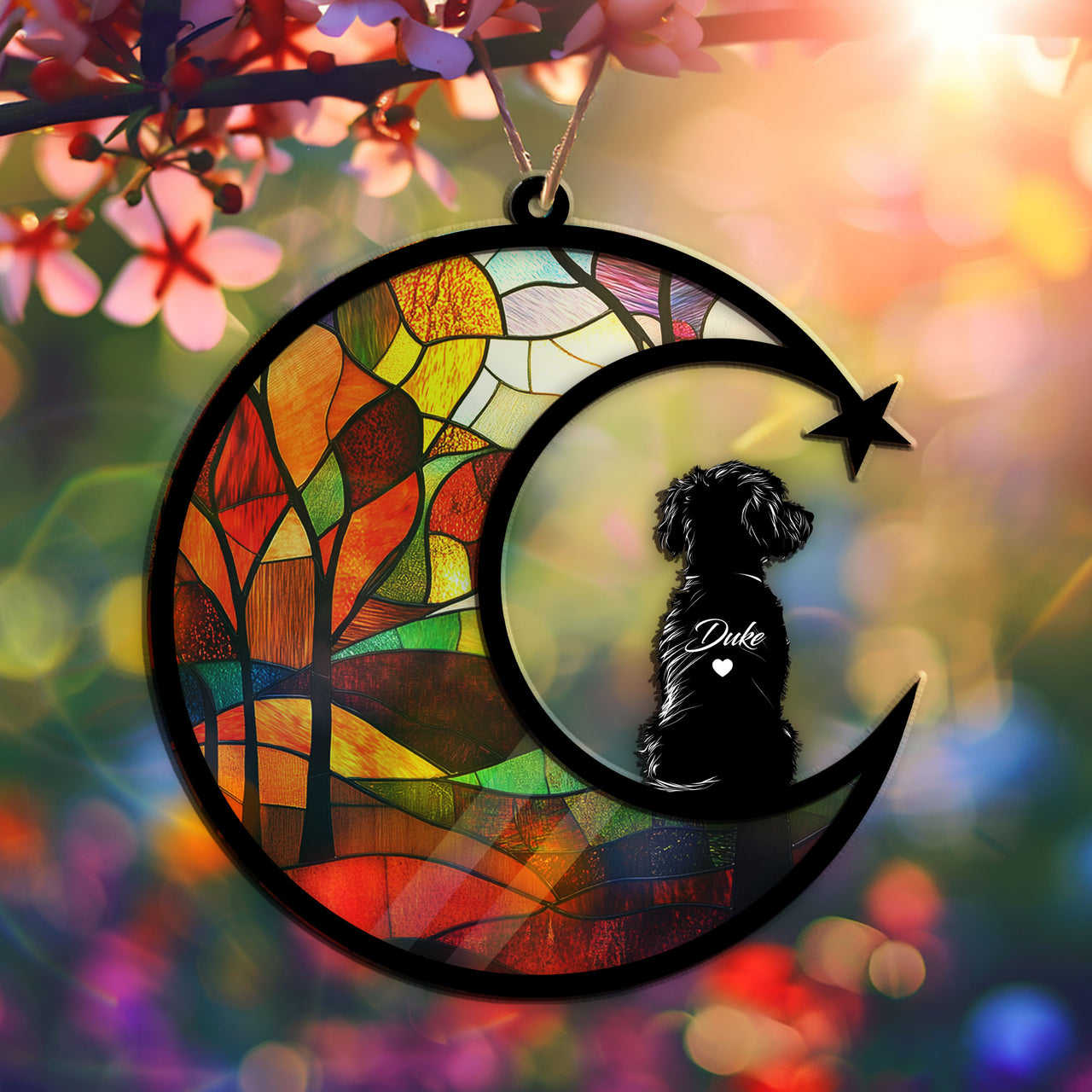 Suncatcher Ornament Cavapoo Memorial, Dog Ornament Home Decor, Pet Loss Gift, Thoughtful Christmas Gift