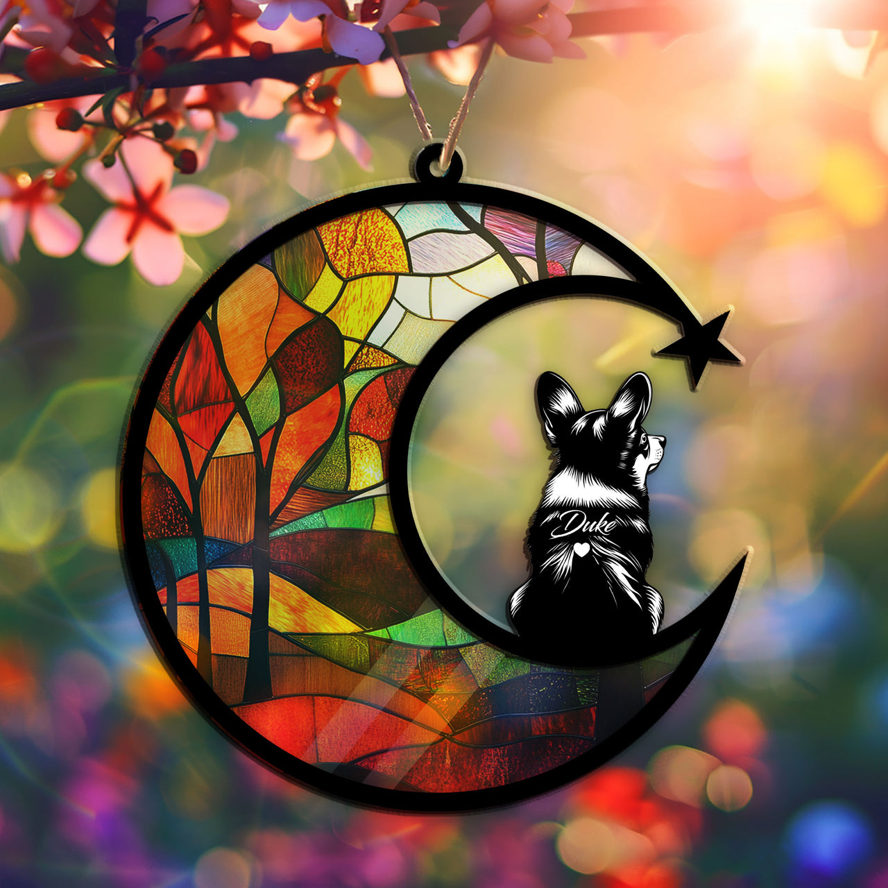 Suncatcher Ornament Corgi Memorial, Dog Ornament Home Decor, Pet Loss Gift, Thoughtful Christmas Gift