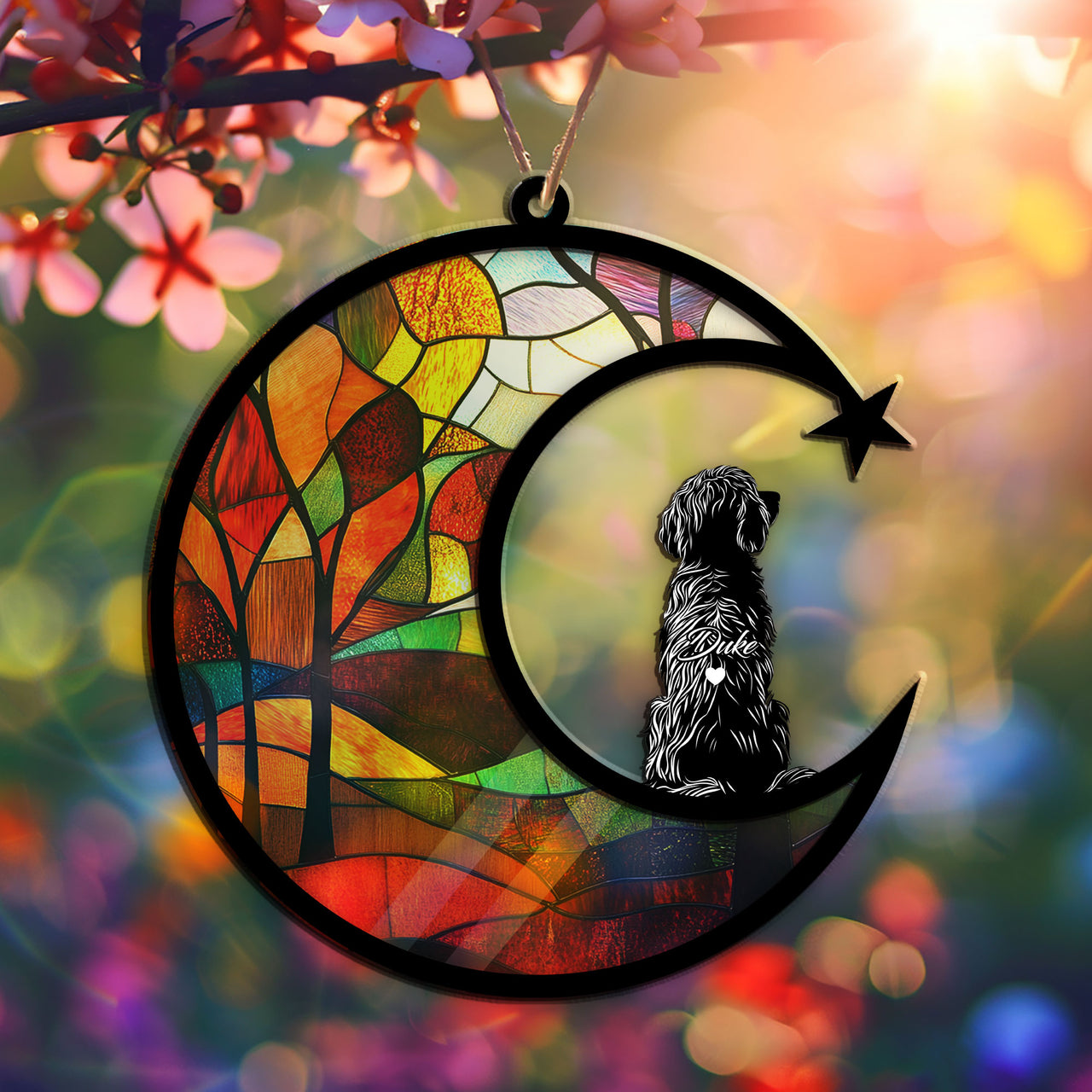 Suncatcher Ornament Goldendoodle 2 Memorial, Dog Ornament Home Decor, Pet Loss Gift, Thoughtful Christmas Gift