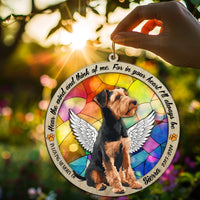Suncatcher Ornament Airedale Terrier Sitting Memorial, Dog Ornament Home Decor, Pet Loss Gift, Thoughtful Christmas Gift