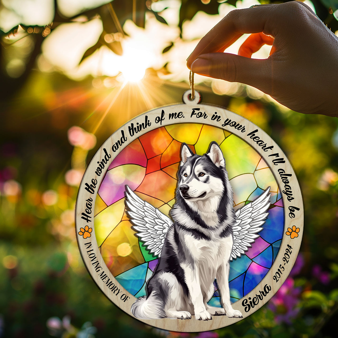 Suncatcher Ornament Alaskan Malamute Sitting Memorial, Dog Ornament Home Decor, Pet Loss Gift, Thoughtful Christmas Gift