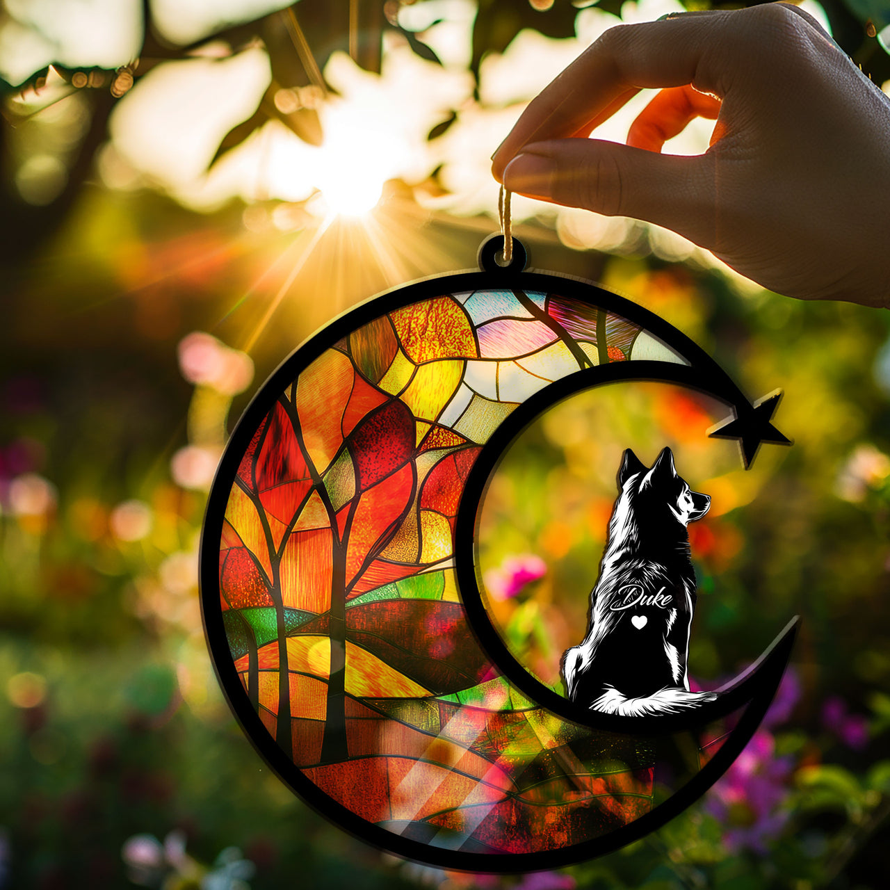Suncatcher Ornament Akita Memorial, Dog Ornament Home Decor, Pet Loss Gift, Thoughtful Christmas Gift