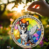 Suncatcher Ornament Blue Heeler Sitting Memorial, Dog Ornament Home Decor, Pet Loss Gift, Thoughtful Christmas Gift