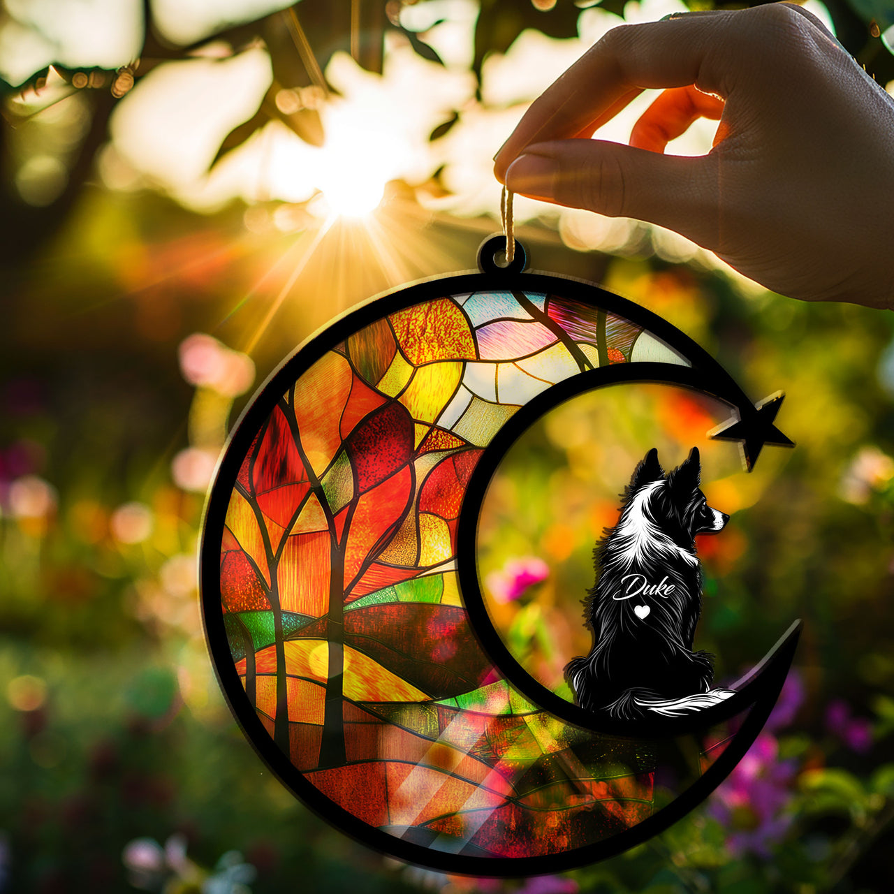 Suncatcher Ornament Border Collie Memorial, Dog Ornament Home Decor, Pet Loss Gift, Thoughtful Christmas Gift
