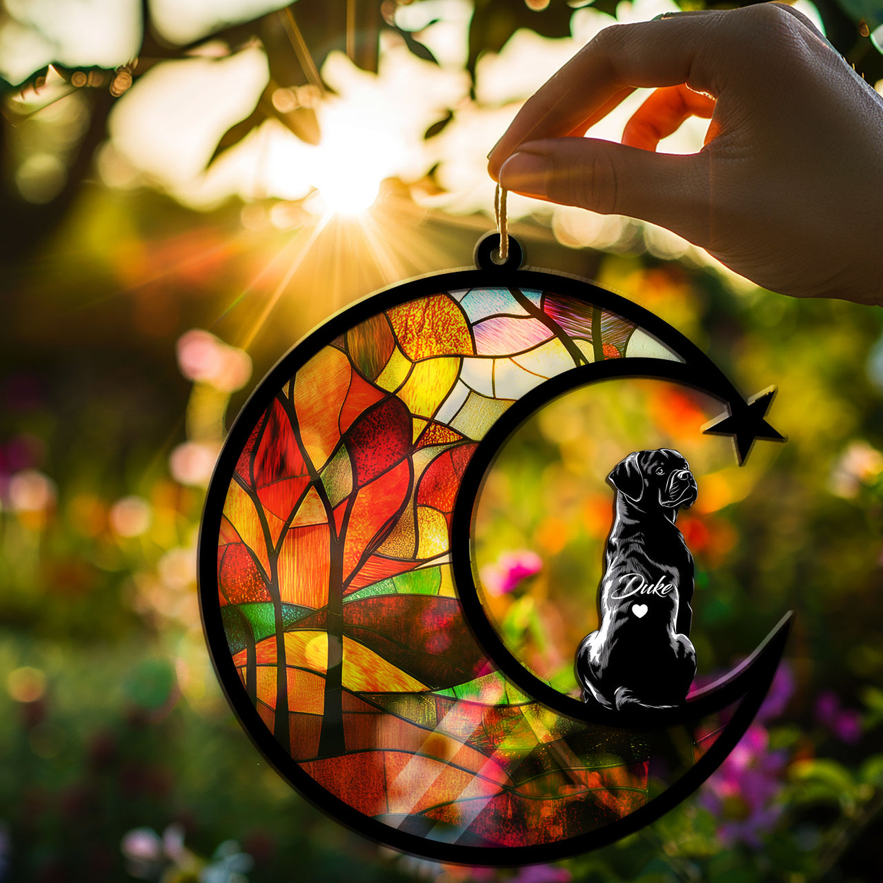 Suncatcher Ornament Boxer 4 Memorial, Dog Ornament Home Decor, Pet Loss Gift, Thoughtful Christmas Gift