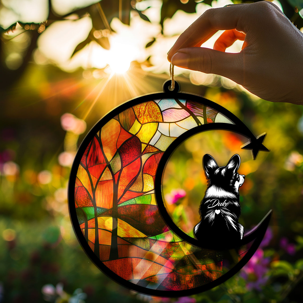 Suncatcher Ornament Corgi Memorial, Dog Ornament Home Decor, Pet Loss Gift, Thoughtful Christmas Gift