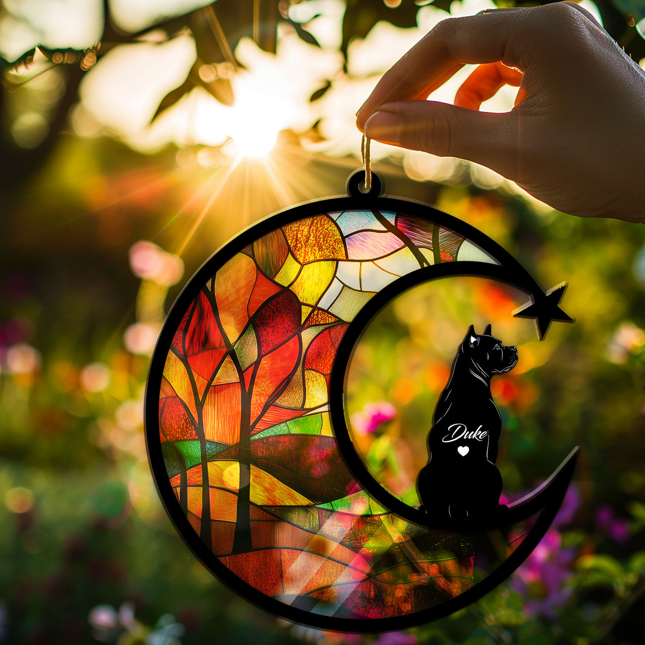 Suncatcher Ornament Pit Bull 3 Memorial, Dog Ornament Home Decor, Pet Loss Gift, Thoughtful Christmas Gift