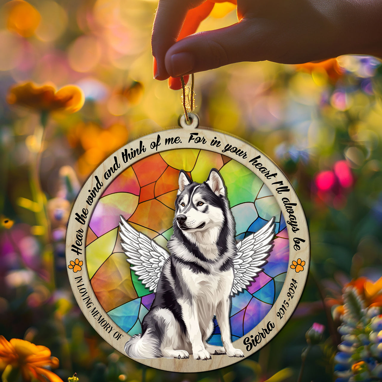 Suncatcher Ornament Alaskan Malamute Sitting Memorial, Dog Ornament Home Decor, Pet Loss Gift, Thoughtful Christmas Gift