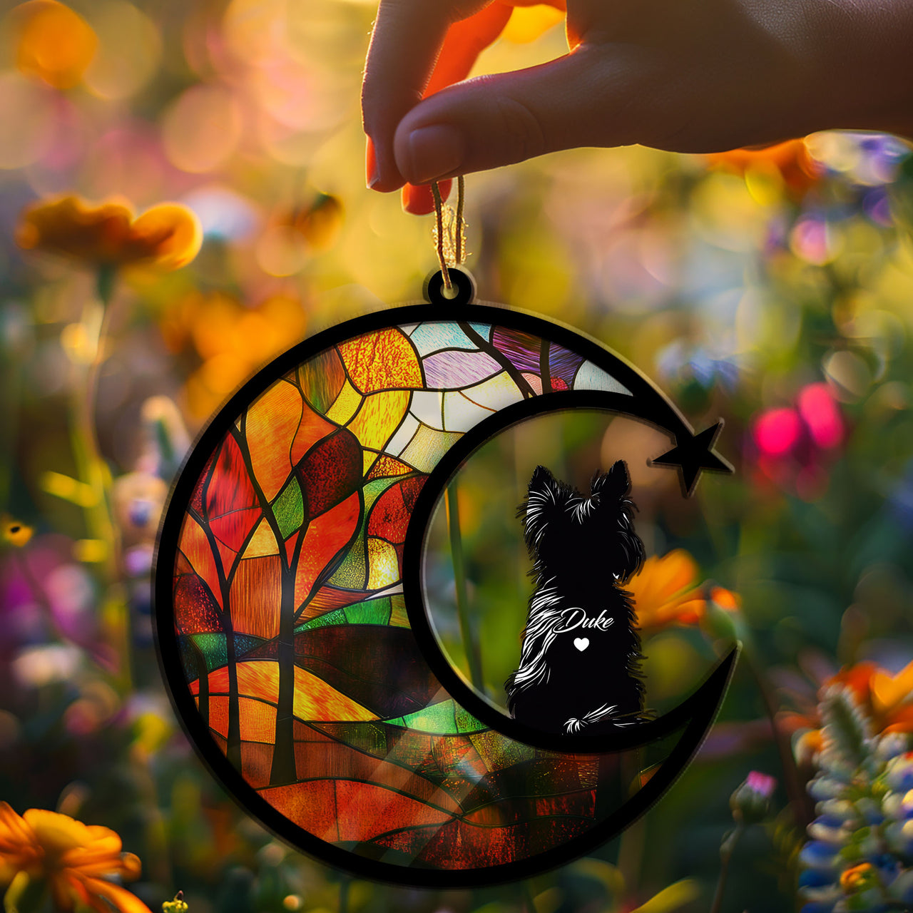 Suncatcher Ornament Yorkshire Terrier 2 Memorial, Dog Ornament Home Decor, Pet Loss Gift, Thoughtful Christmas Gift