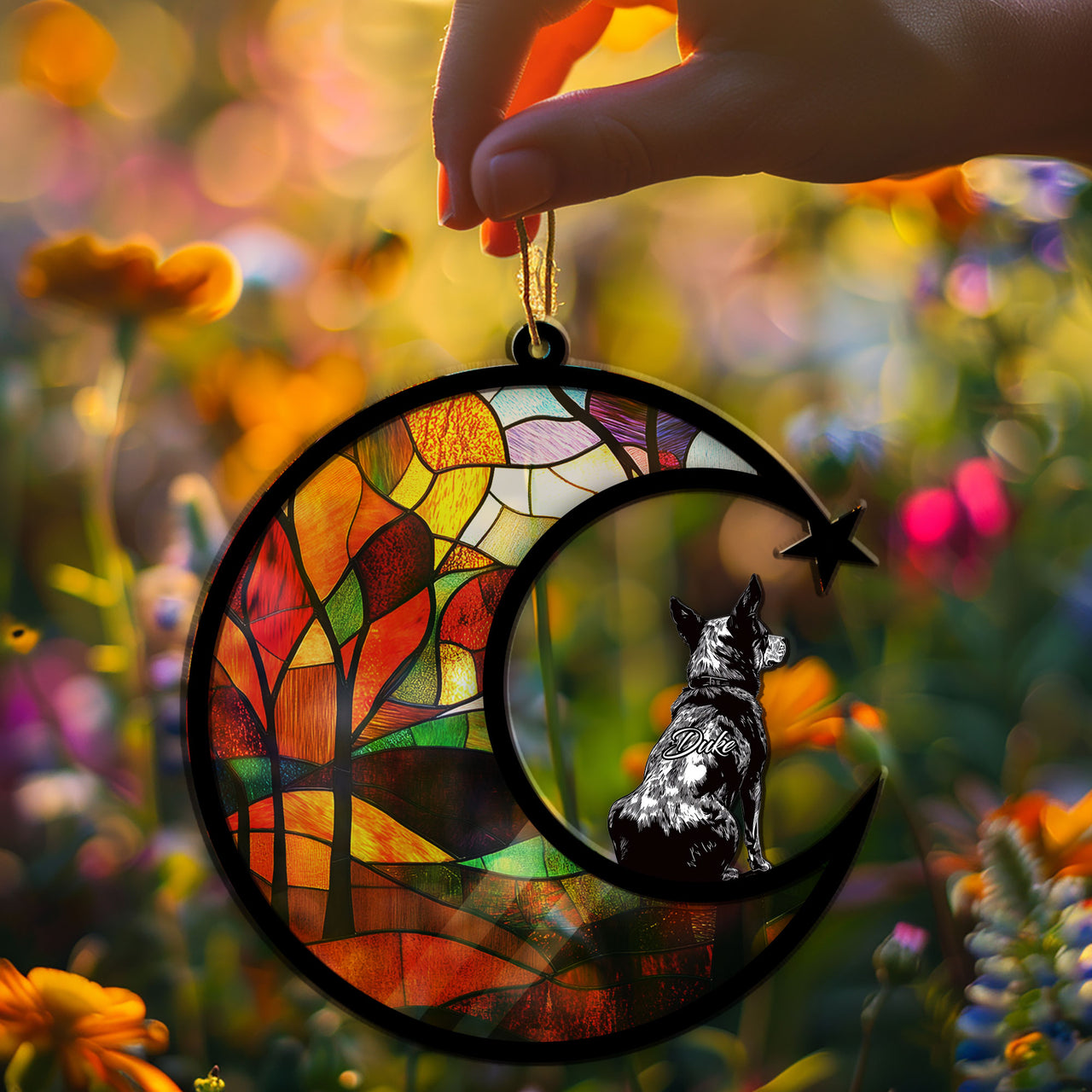 Suncatcher Ornament Blue Heeler Memorial, Dog Ornament Home Decor, Pet Loss Gift, Thoughtful Christmas Gift