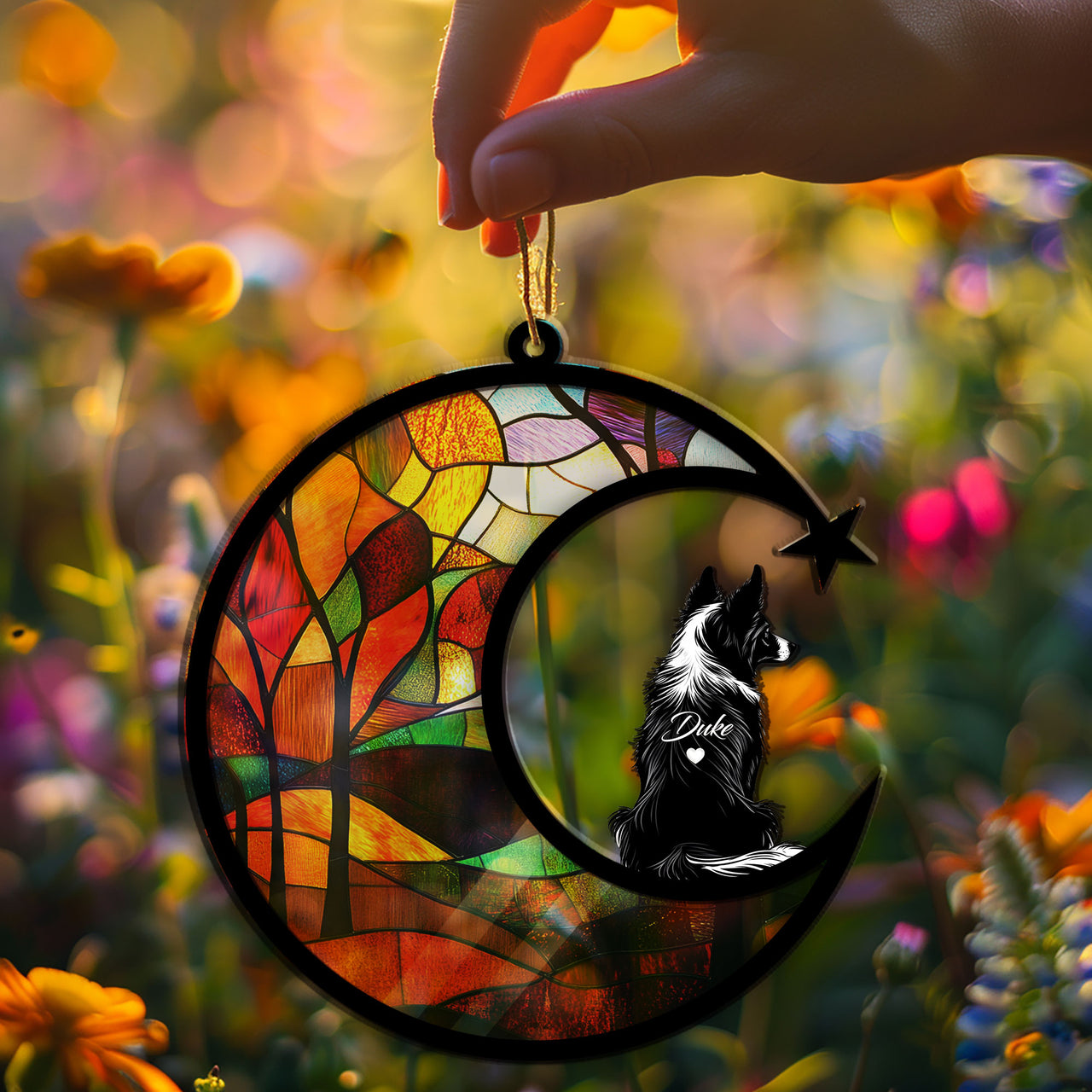 Suncatcher Ornament Border Collie Memorial, Dog Ornament Home Decor, Pet Loss Gift, Thoughtful Christmas Gift