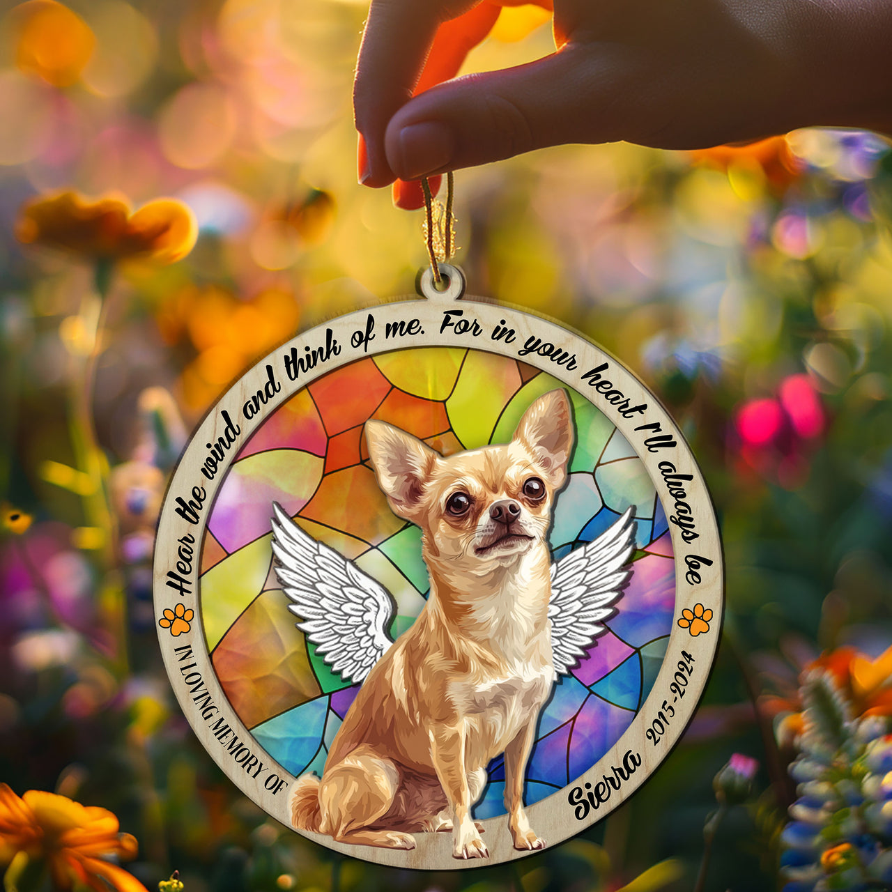Suncatcher Ornament Chihuahua Sitting Memorial, Dog Ornament Home Decor, Pet Loss Gift, Thoughtful Christmas Gift