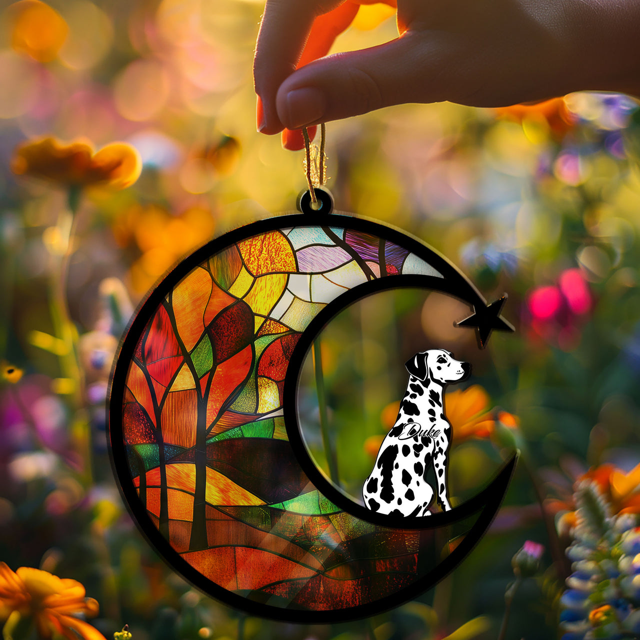 Suncatcher Ornament Dalmatian Memorial, Dog Ornament Home Decor, Pet Loss Gift, Thoughtful Christmas Gift