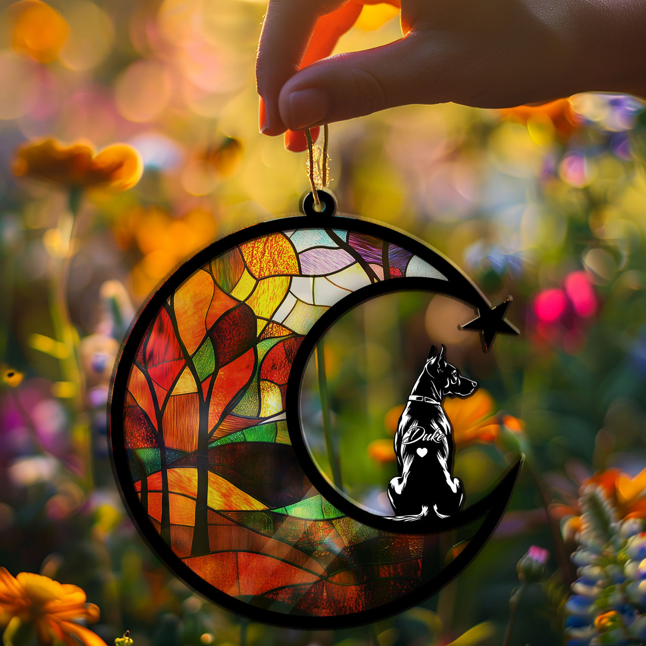 Suncatcher Ornament Doberman Pinscher Memorial, Dog Ornament Home Decor, Pet Loss Gift, Thoughtful Christmas Gift