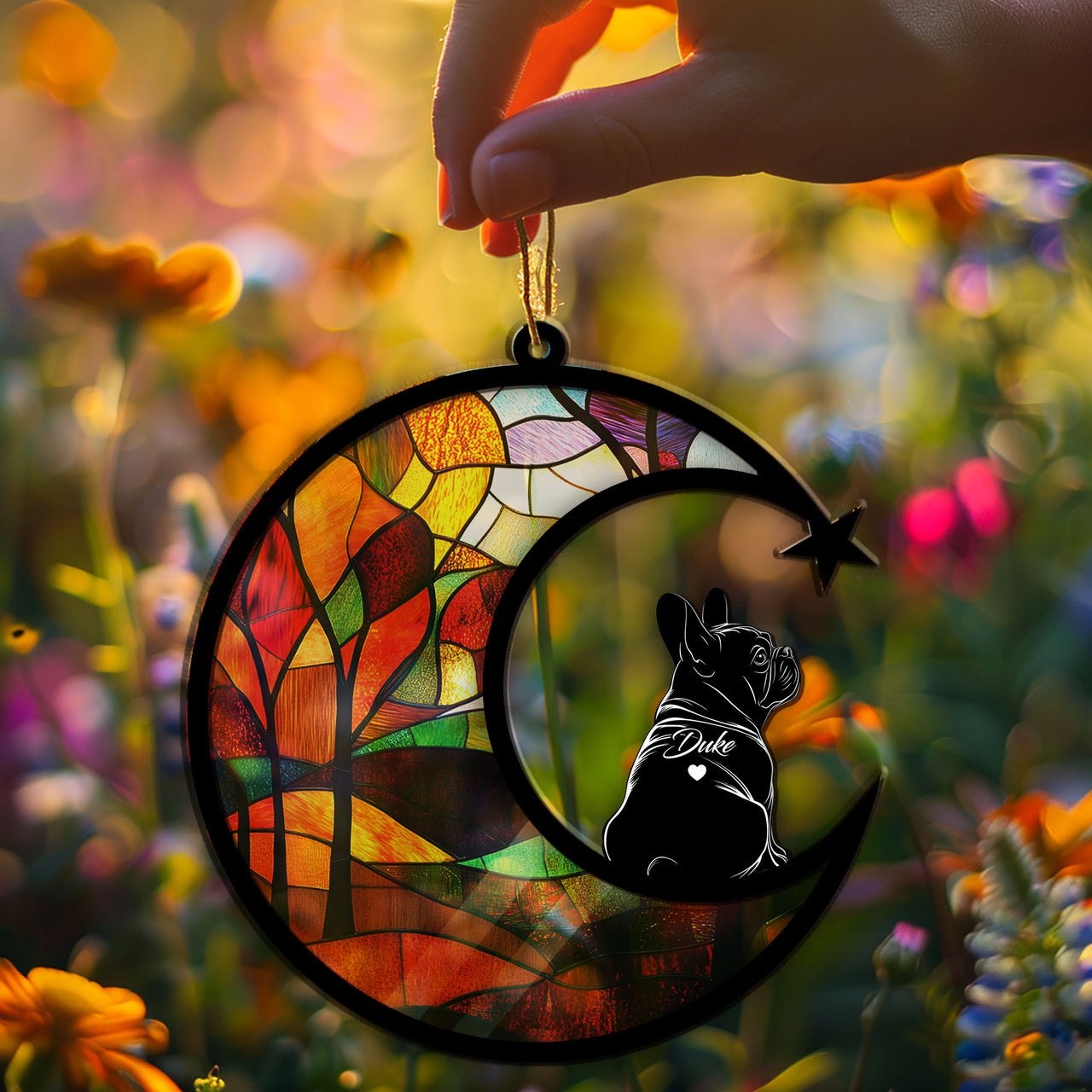 Suncatcher Ornament French Bulldog Memorial, Dog Ornament Home Decor, Pet Loss Gift, Thoughtful Christmas Gift