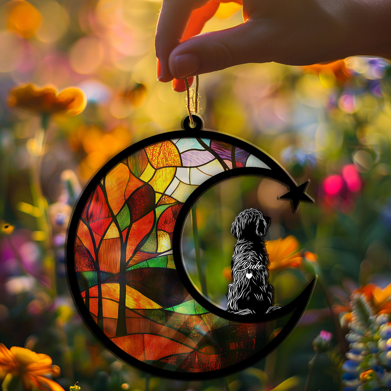 Suncatcher Ornament Goldendoodle 2 Memorial, Dog Ornament Home Decor, Pet Loss Gift, Thoughtful Christmas Gift
