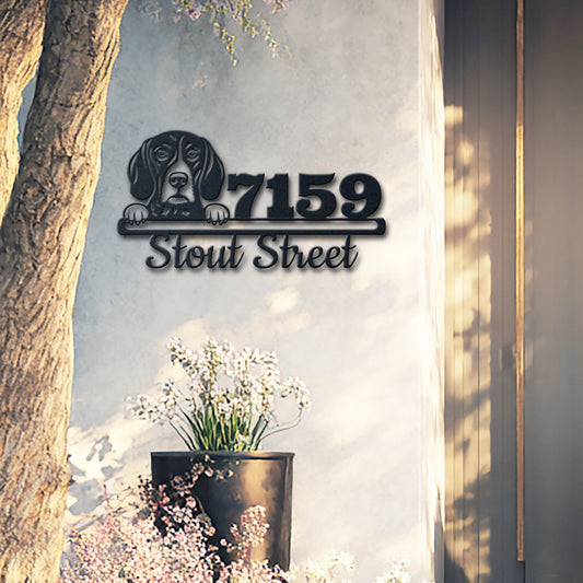 Personalized german shorthair pointer address sign with house number and street name in metal