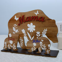 Personalized Mama Bear with Cubs Wooden Sign, Custom Name Sign, Special Gift for Mothers Day