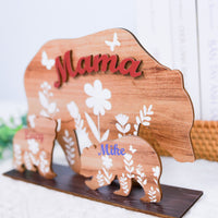 Thumbnail for Personalized Mama Bear with Cubs Wooden Sign, Custom Name Sign, Special Gift for Mothers Day