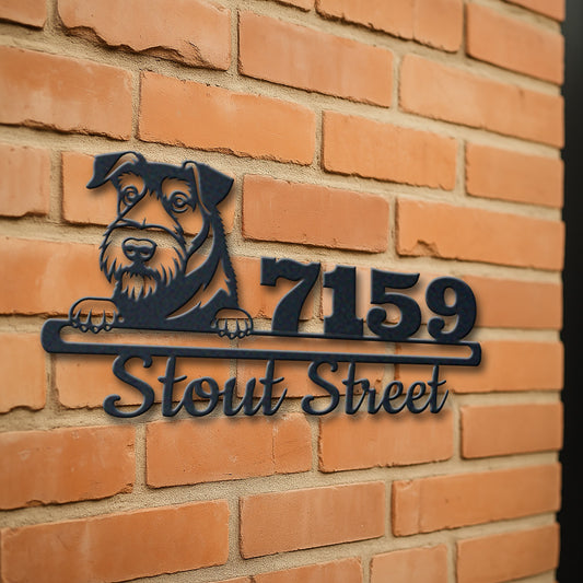 Personalized velshterer address sign with house number and street name in metal - product view 3