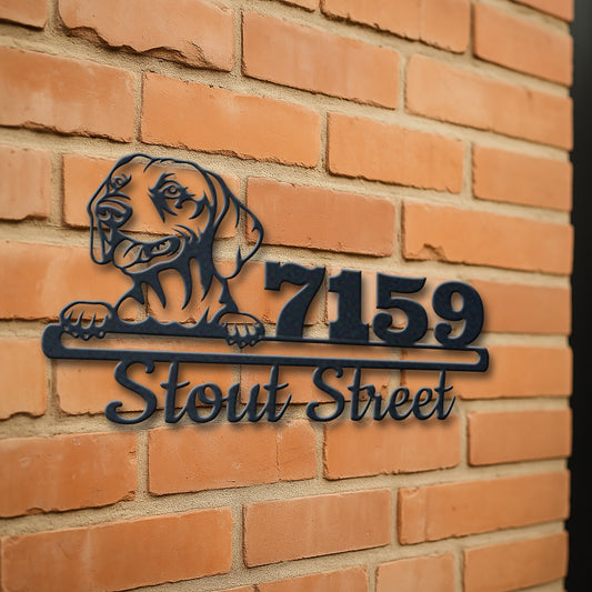 Personalized visla address sign with house number and street name in metal - product view 3