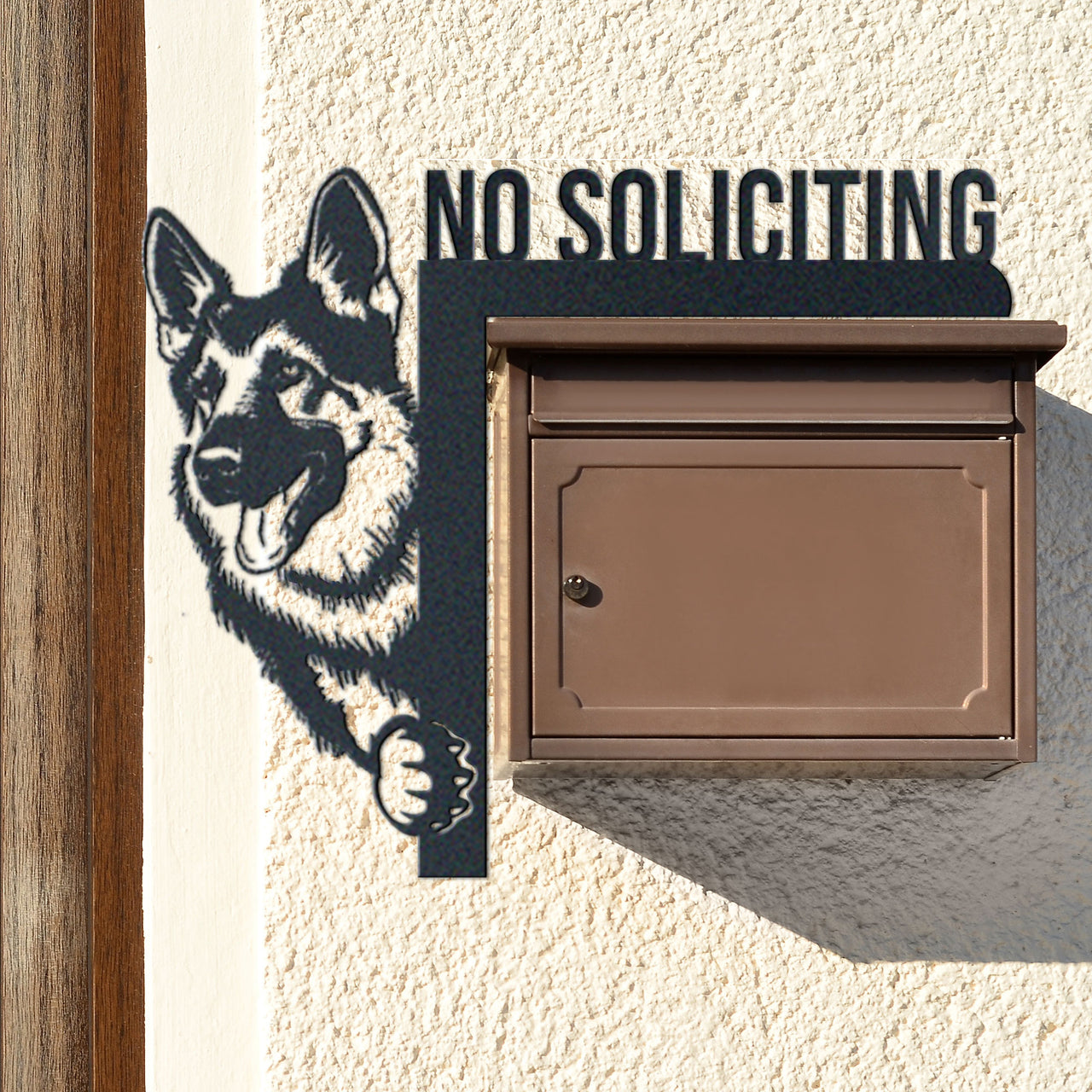 German Shepherd No Soliciting Metal Sign Door Corner Sign
