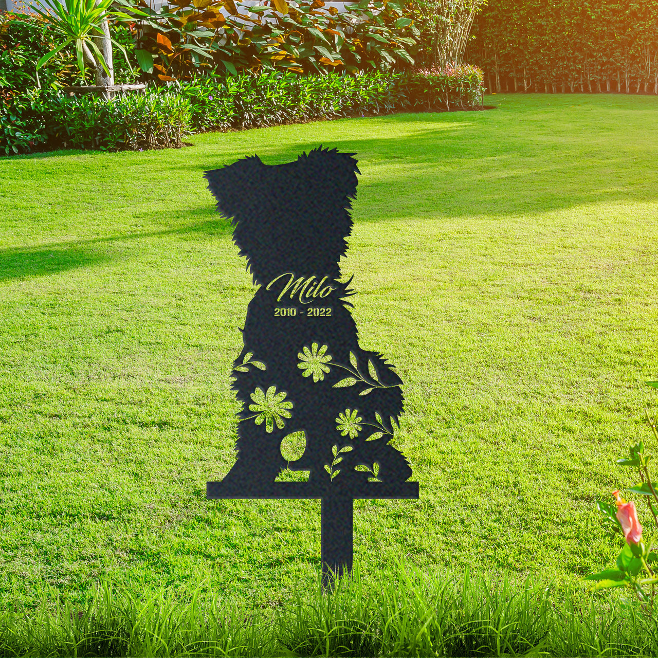 Personalized Cute Yorkie Garden Stake Pet Memorial Signs Dog Loss Gift