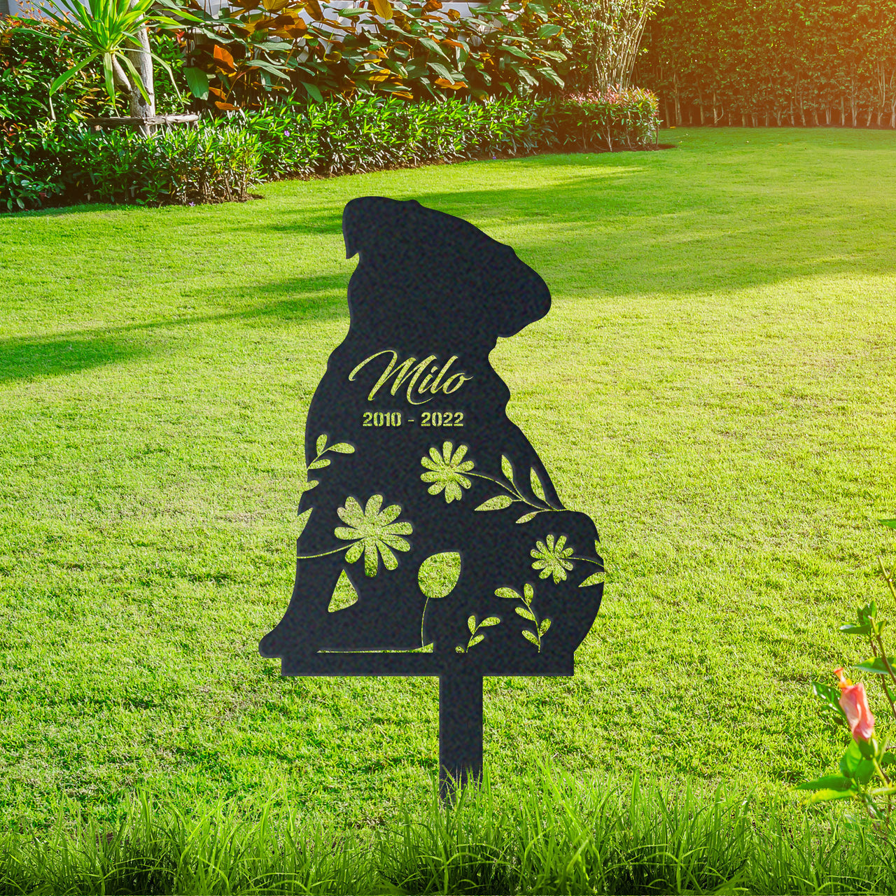 Personalized Cute Pug Garden Stake Pet Memorial Signs Dog Loss Gift